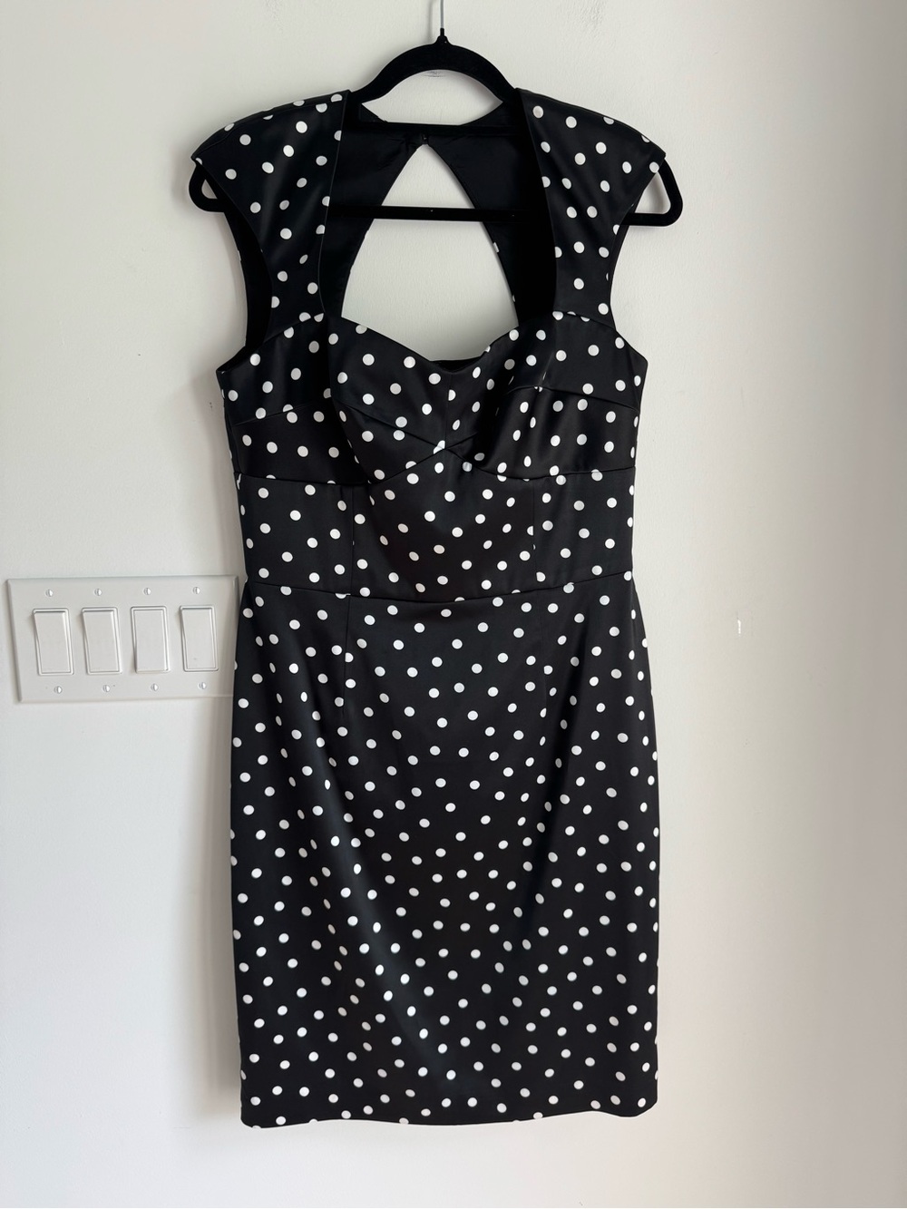 WHBM Black & White Polka Dot
Satin Sheath Pitted Dress
Sweetheart Neck ~ Size 10